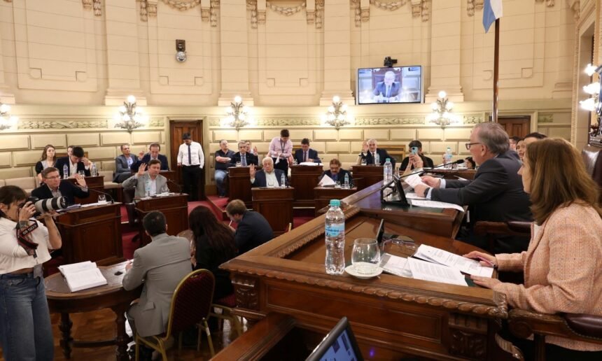 El senador Felipe Michlig presidiendo la sesión de media sanción de la nueva Ley Orgánica de Municipios en el Senado Provincial.